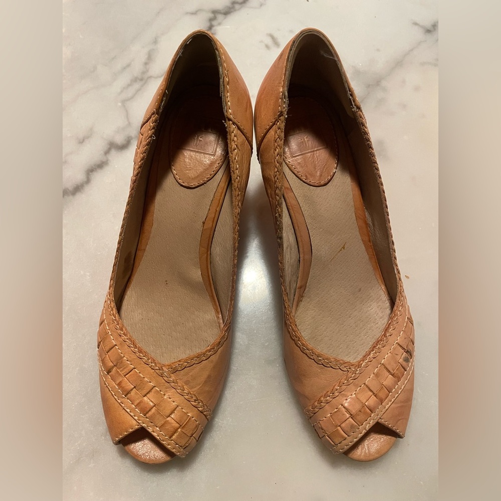 Frye all leather peep toe heel